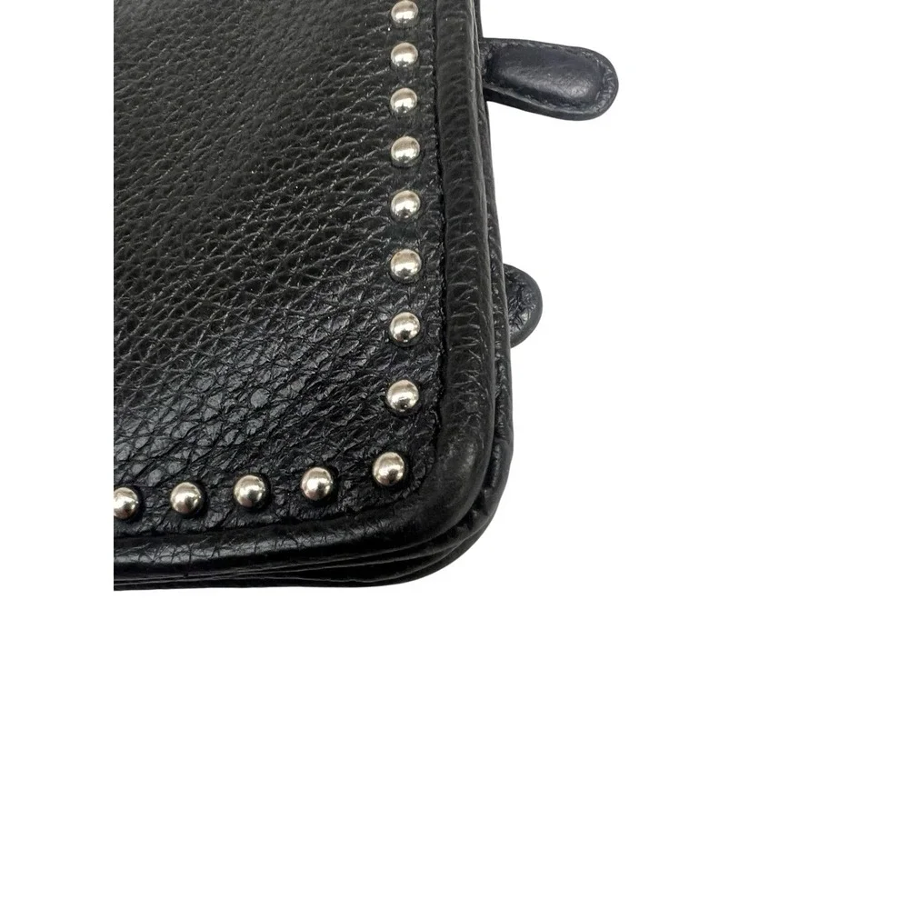 Brighton Pretty Tough Organizer Bag Black Leather Studded Bag Detachable Strap